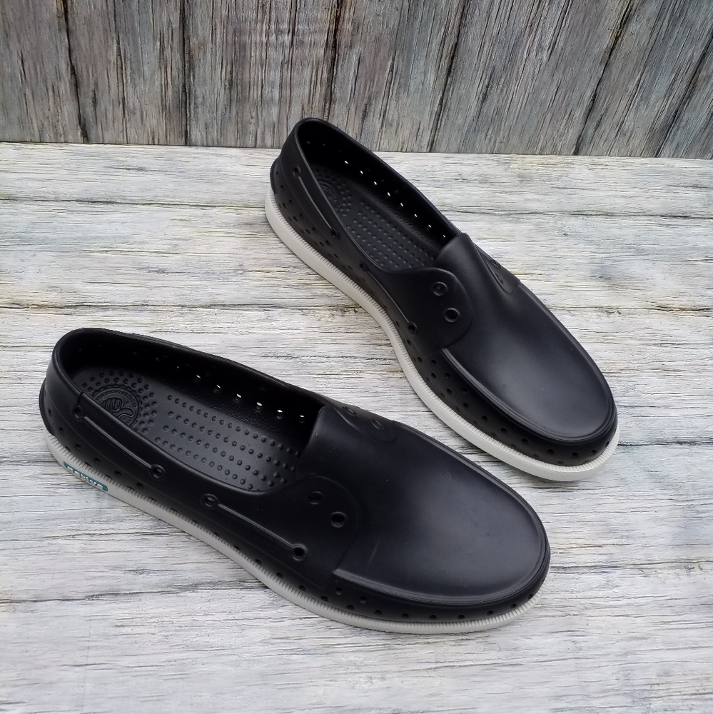 Men’s Native Black & White Boat Shoes Size 11 Gem